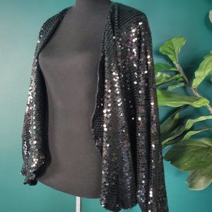Silk Sequined Batwing Sleeve Top